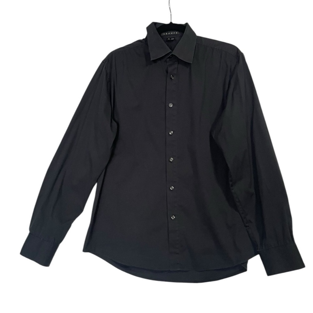 Theory Black Button Down Ling‎ Sleeve Work Office Shirt Size M